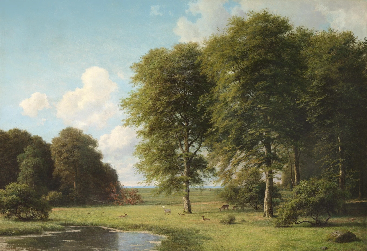 Vista da Jægersborg Dyrehave con il Sound sullo sfondo, 1880